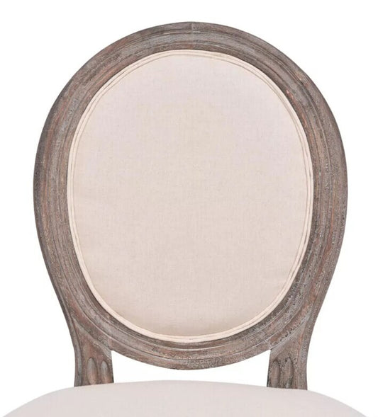 Chaise médaillon en bois et tissu crème