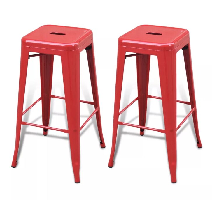 2 Tabourets de bar industriels rouge