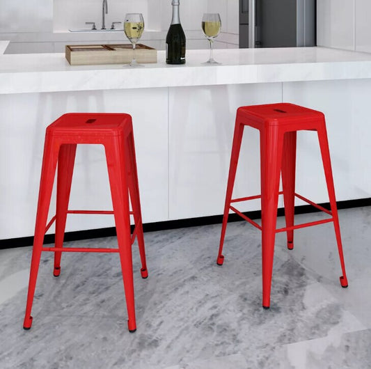 Tabouret de bar industriel rouge lot de 2