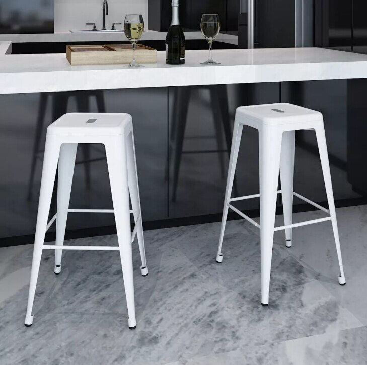 Tabouret de bar industriel blanc lot de 2