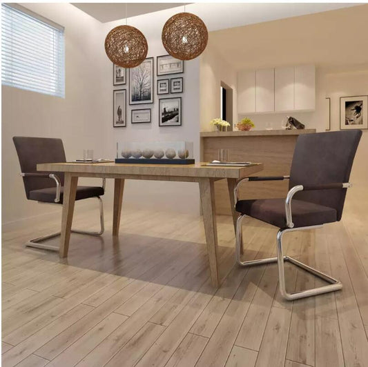 Chaise vintage en cuir retourné marron et métal