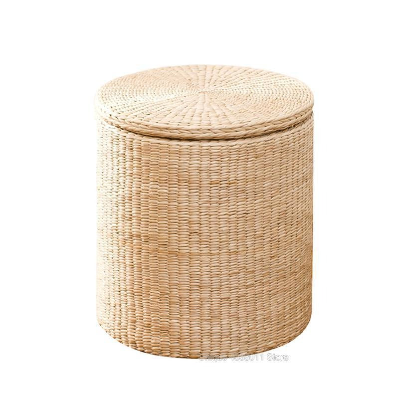 Tabouret en rotin avec rangement