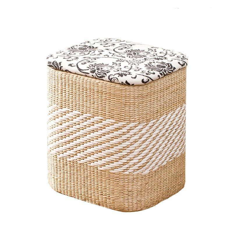 Tabouret en rotin avec rangement