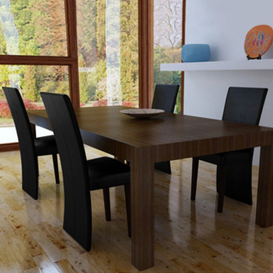 Chaise design en similicuir avec dossier prolongeant les pieds arrières par lot de 4