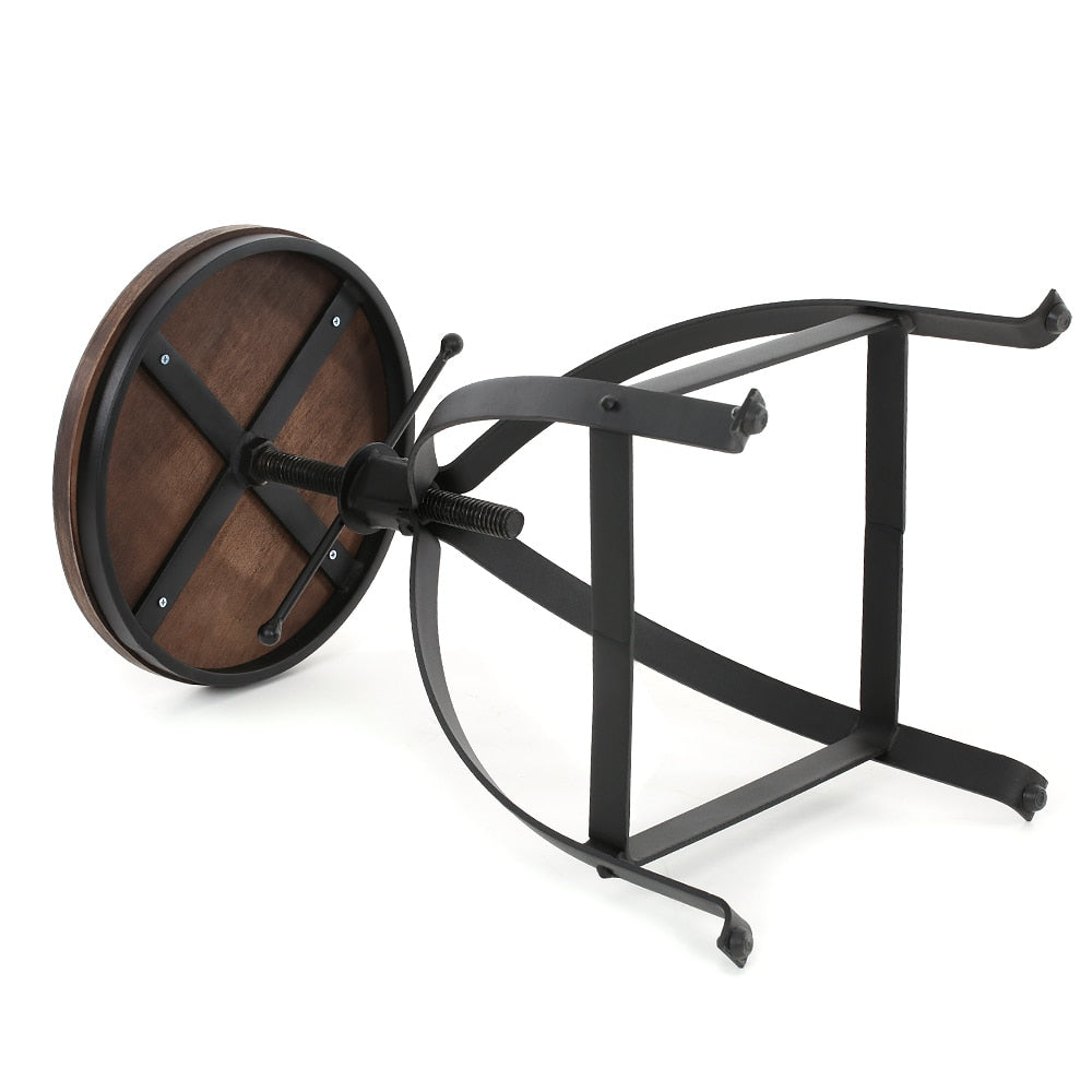 Tabouret vintage de style industriel avec assise ronde réglable