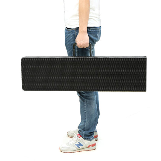 Banc pliable transportable avec assise en plastique et pieds en métal