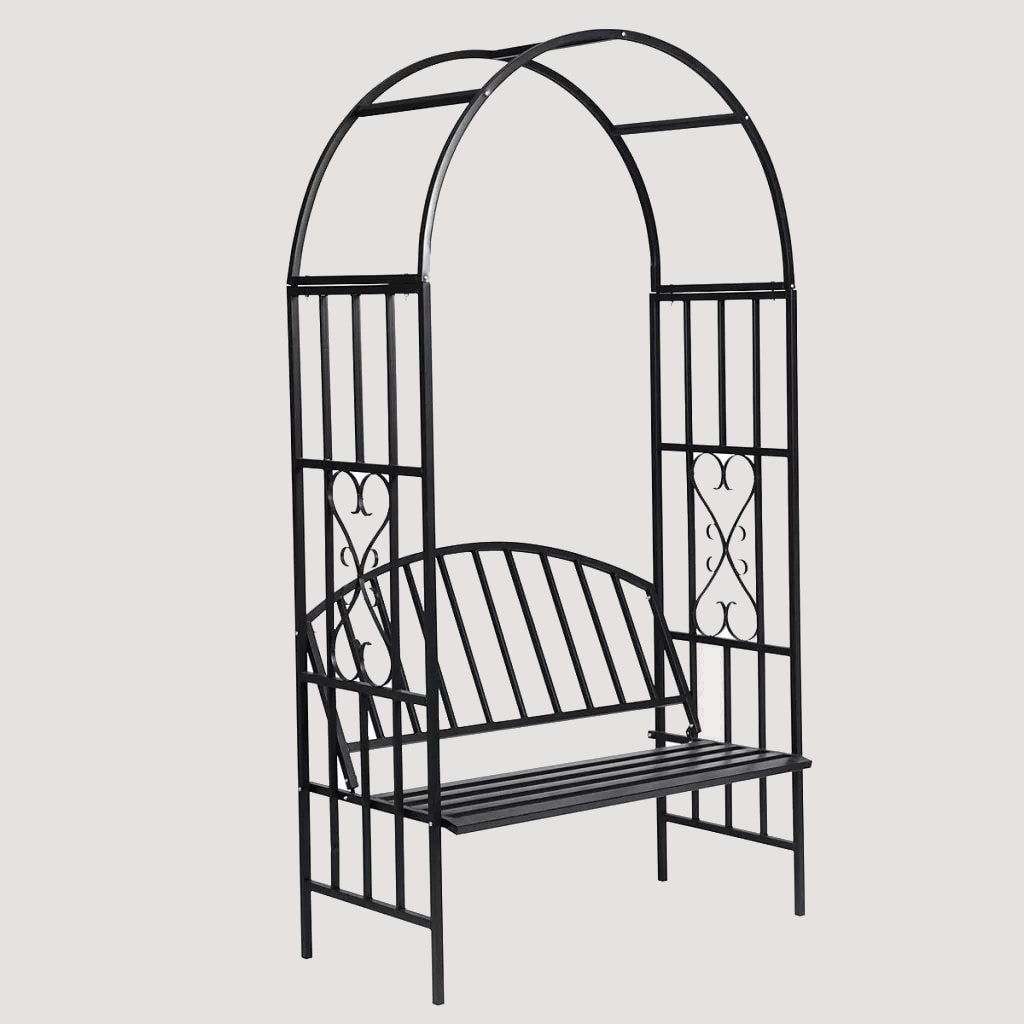 Banc design en métal noir avec arche