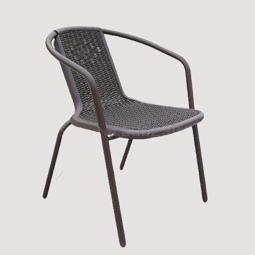 Chaise moderne en rotin gris avec accoudoirs