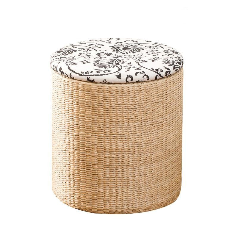Tabouret en rotin avec rangement