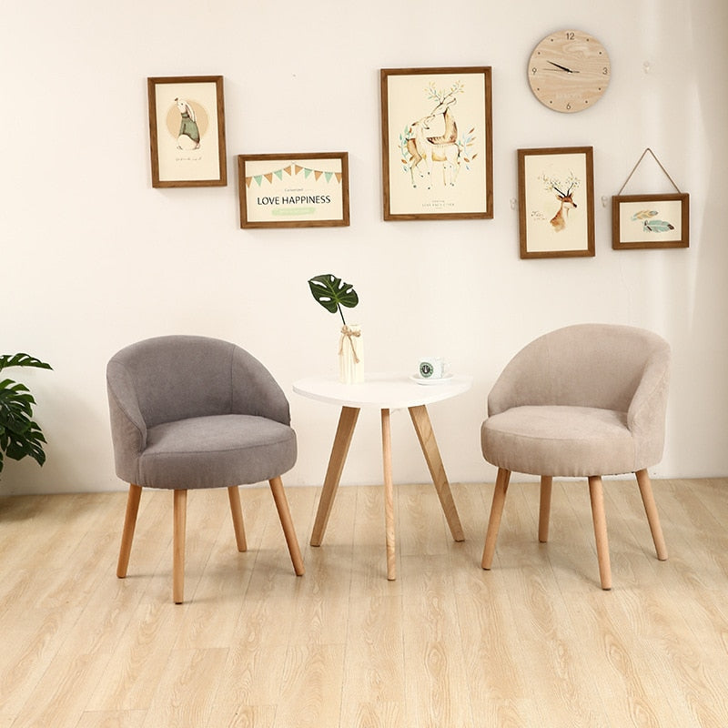 Chaises salon scandinave avec assise fauteuil en tissu beige et gris