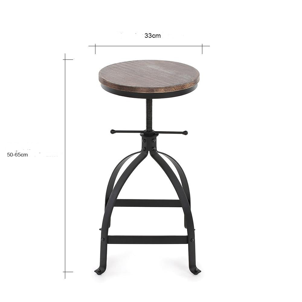 Tabouret vintage de style industriel avec assise ronde réglable