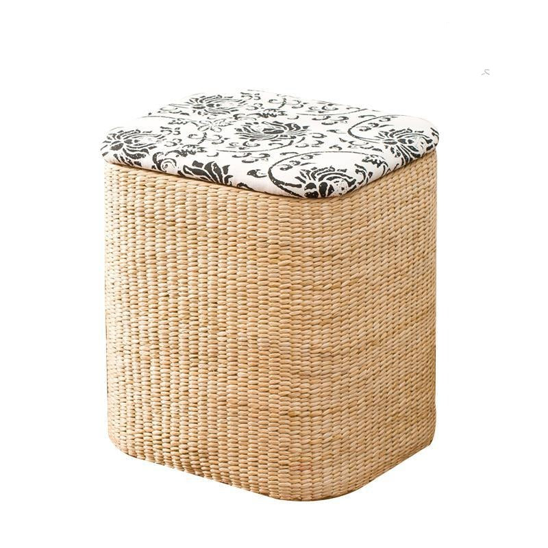Tabouret en rotin avec rangement