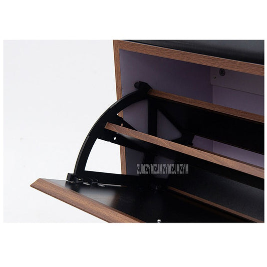 Banc de rangement pour chaussures en simili cuir et bois