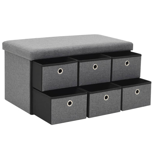 Banc de rangement tissu gris avec tiroirs