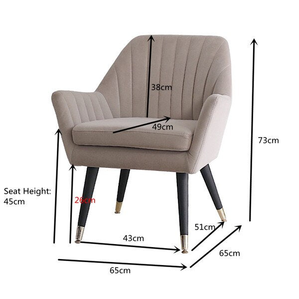 Chaise design en velours et bois de style fauteuil
