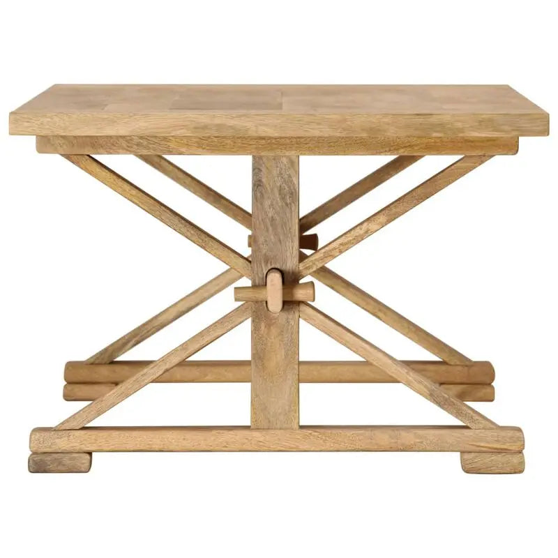 Banc scandinave en bois brut avec pieds croisés