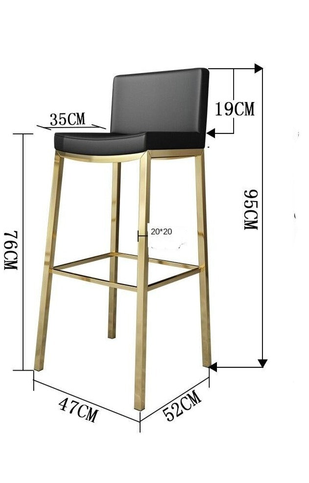 Chaise de bar design en cuir et métal avec repose pieds
