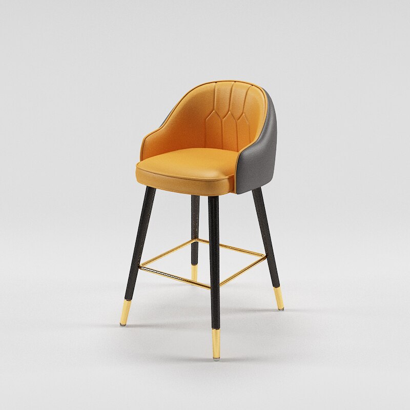 Tabouret de bar design de style nordique en cuir et metal