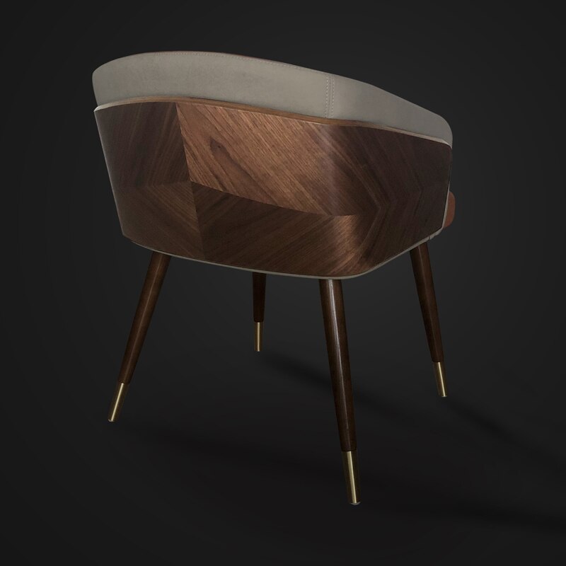 Chaise design en bois de frêne et métal