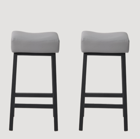 Tabouret de bar gris et noir (lot de 2)