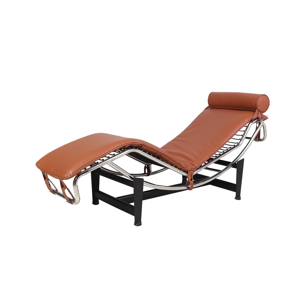 Chaise longue design en métal et cuir