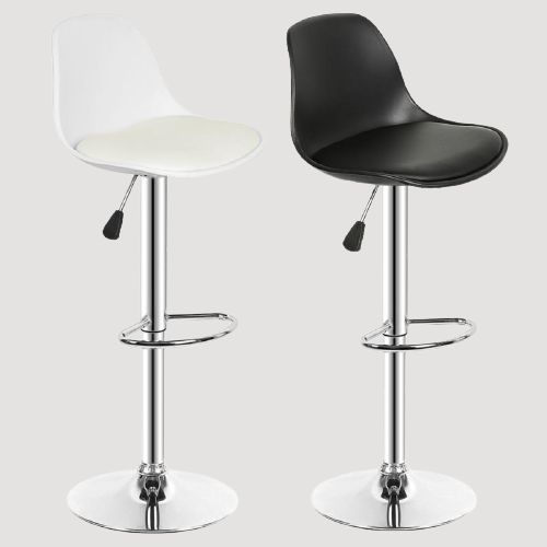 Chaise de bar avec assise rembourrée et pied en métal (lot de 2)