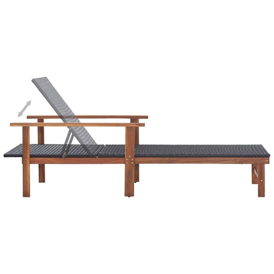 Transat pliable en bois et rotin avec accoudoirs