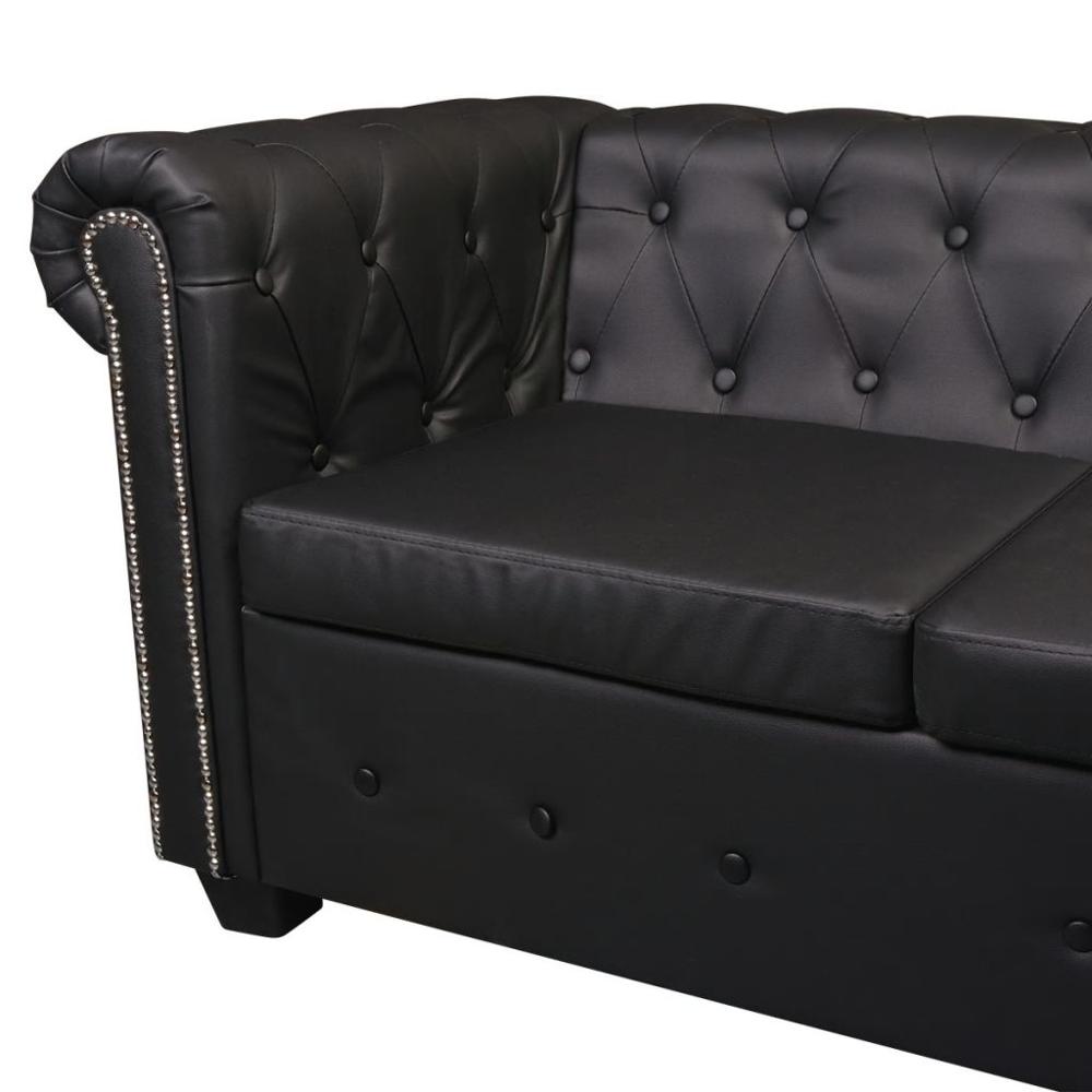 Canapé d'angle chesterfield noir 6 places
