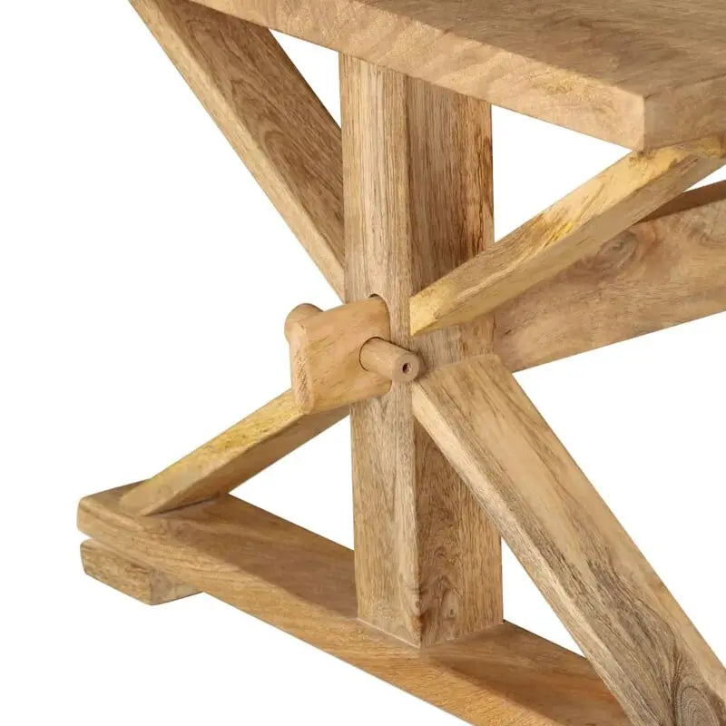 Banc scandinave en bois brut avec pieds croisés