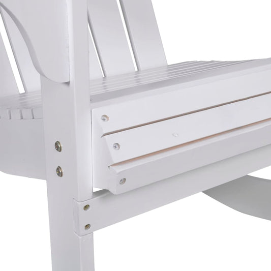 Chaise à bascule en bois blanc avec accoudoirs