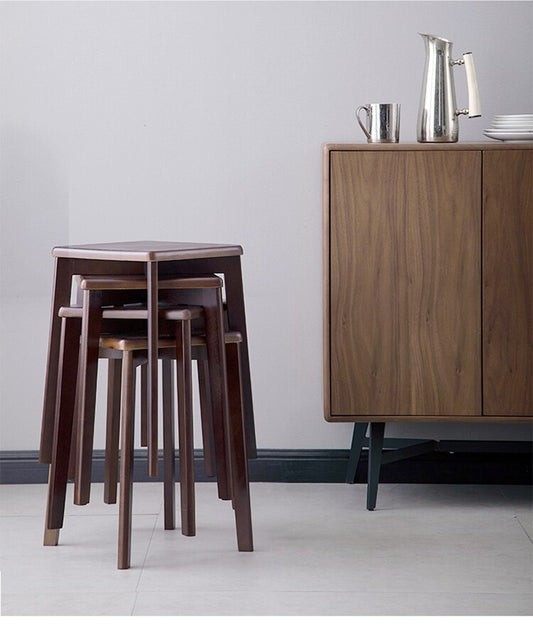 Tabouret scandinave en bois minimaliste encastrable