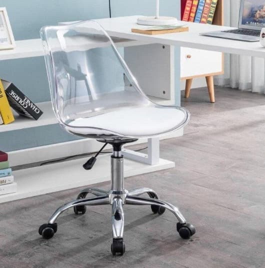 Chaise de bureau confortable rotative et design transparente