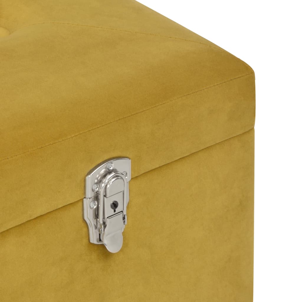 Banc de rangement scandinave moutarde sur pieds en bois