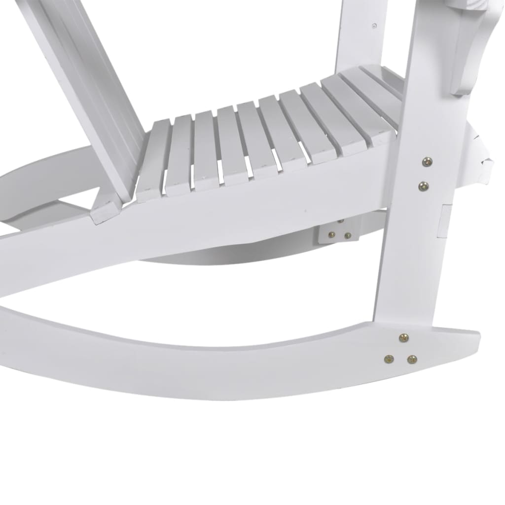 Chaise à bascule en bois blanc avec accoudoirs
