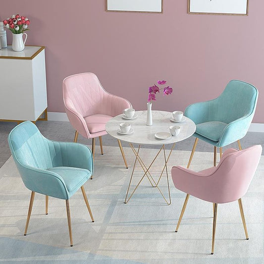 Chaise design de style scandinave en velours et métal