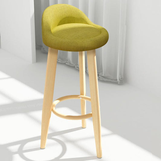 tabouret de bar de style scandinave avec assise matelassée en tissus chiné jaune