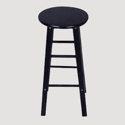 Tabouret de bar en bois massif noir vernis avec double repose pieds