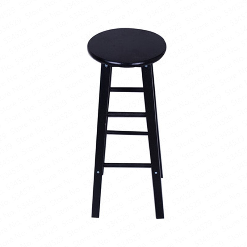 Tabouret de bar en bois massif vernis avec double repose pieds