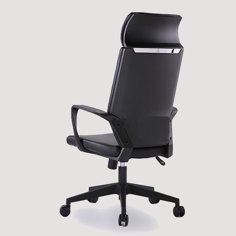 Chaise de bureau design noire avec dossier haut et accoudoirs