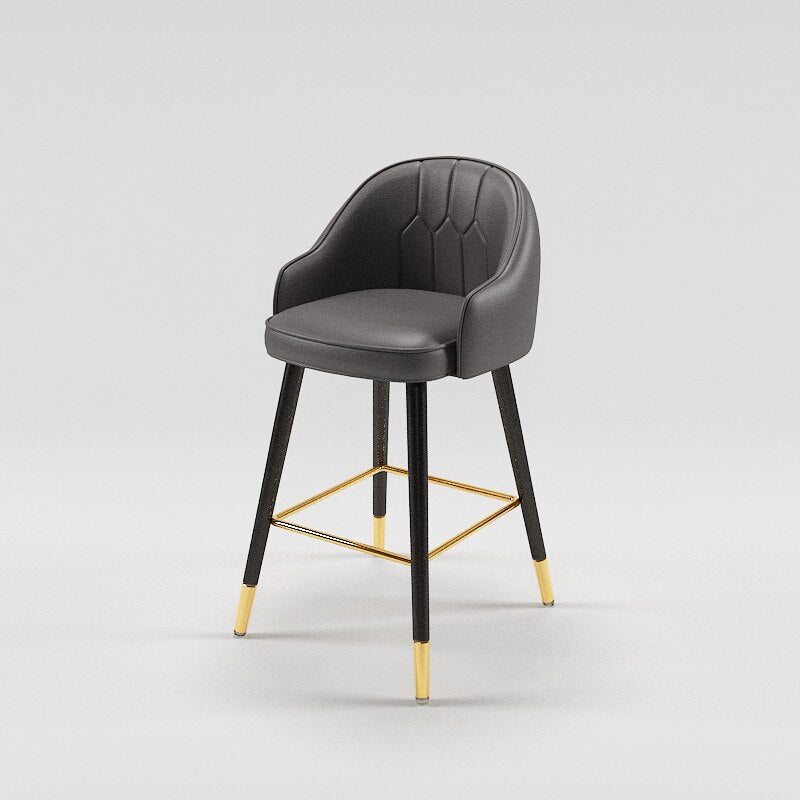 Tabouret de bar design de style nordique en cuir et metal