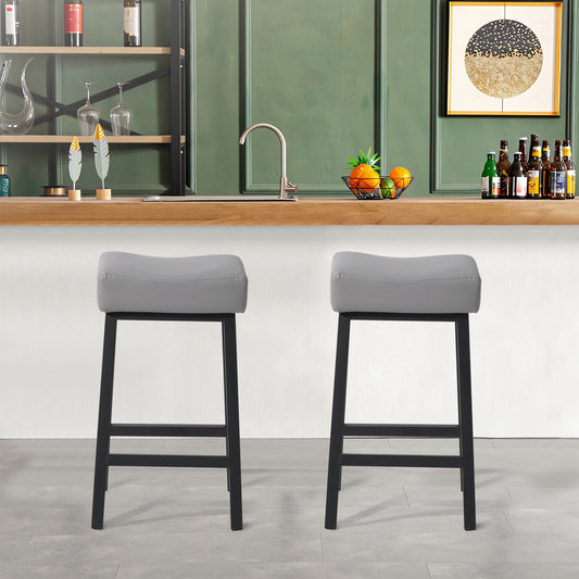 Tabouret de bar gris et noir (lot de 2)