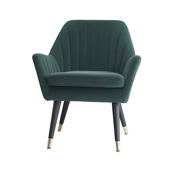 Chaise design en velours et bois de style fauteuil