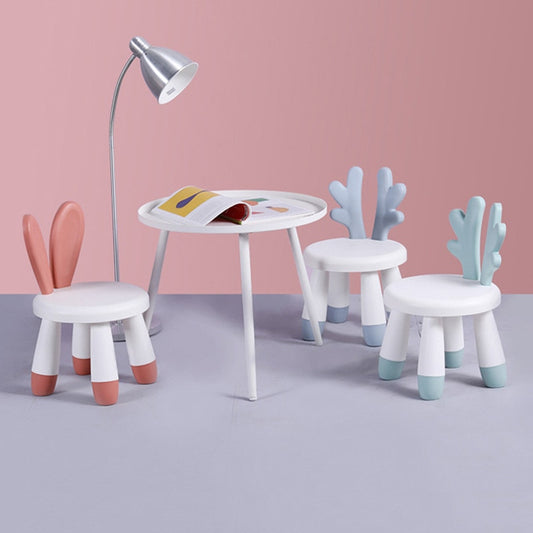 Tabouret enfant en plastique avec dossier en forme d'oreilles