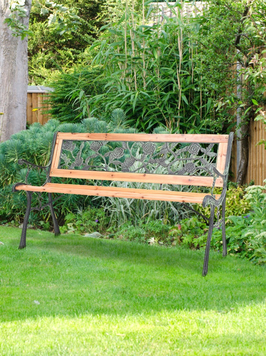 Banc de jardin en métal et bois
