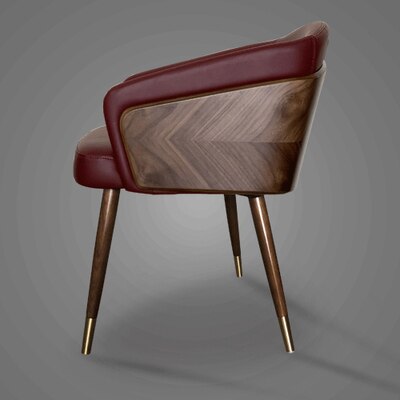 Chaise design en bois de frêne et métal