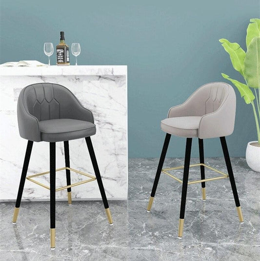 Tabouret de bar design de style nordique en cuir et metal