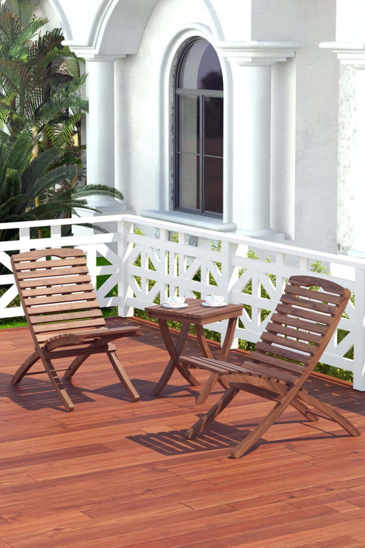 Chaise pliable de terrasse en bois (lot de 2)