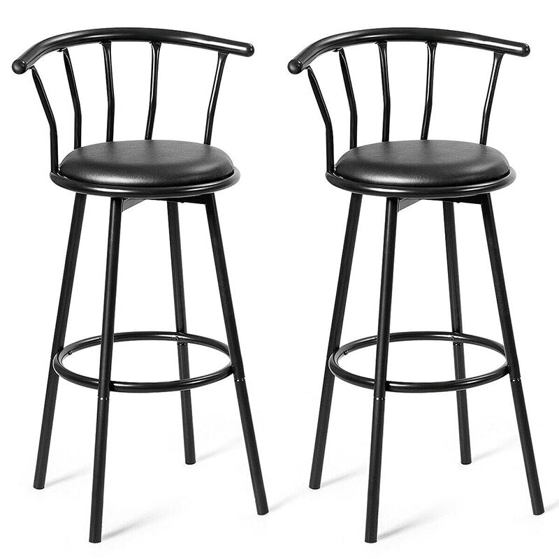 Chaise de bar en métal noir avec dossier à barreaux (lot de 2)