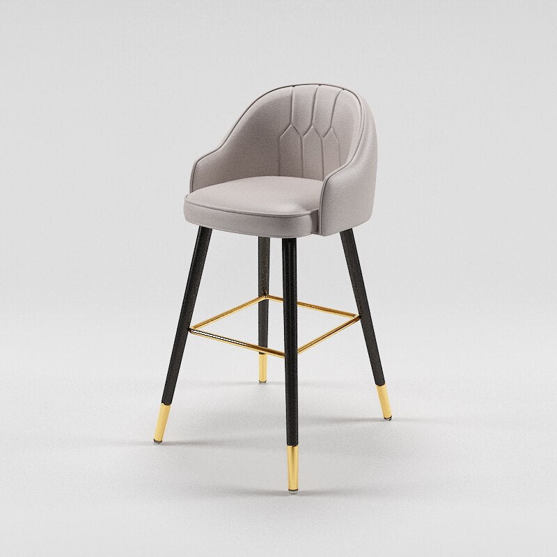 Tabouret de bar design de style nordique en cuir et metal