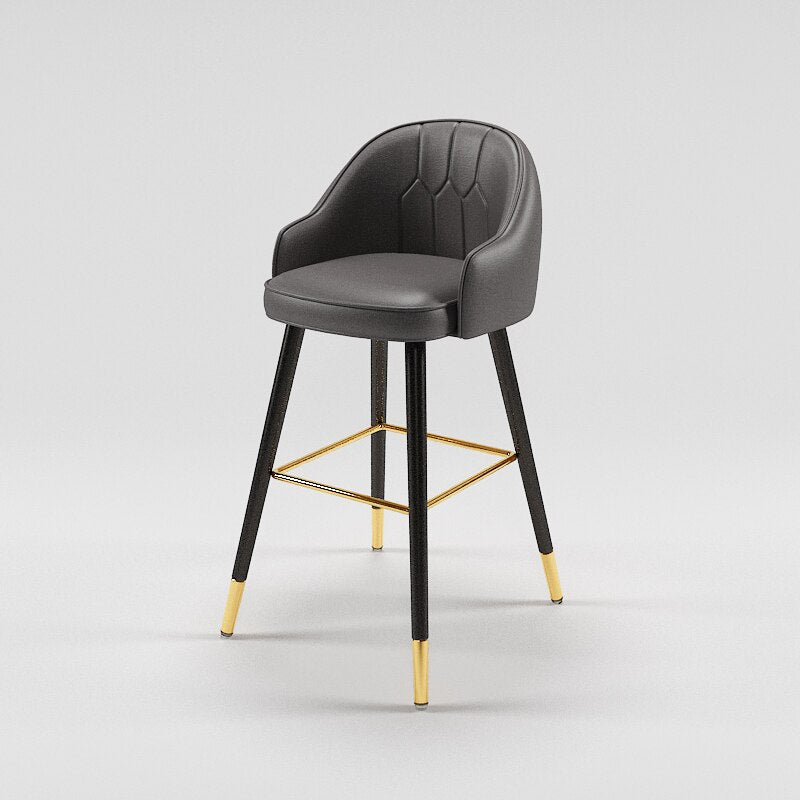 Tabouret de bar design de style nordique en cuir et metal